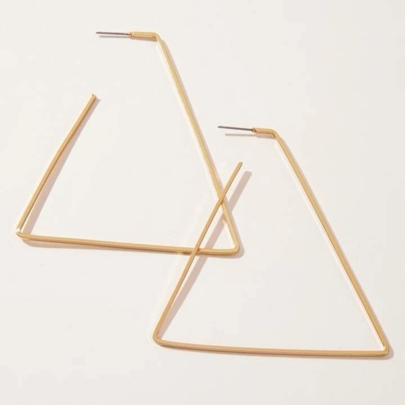 NWT Gold Triangle Earrings - Picture 4 of 4